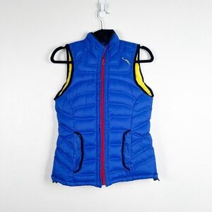 Ralph Lauren Active Womens Down Puffer Vest Blue Yellow Small
